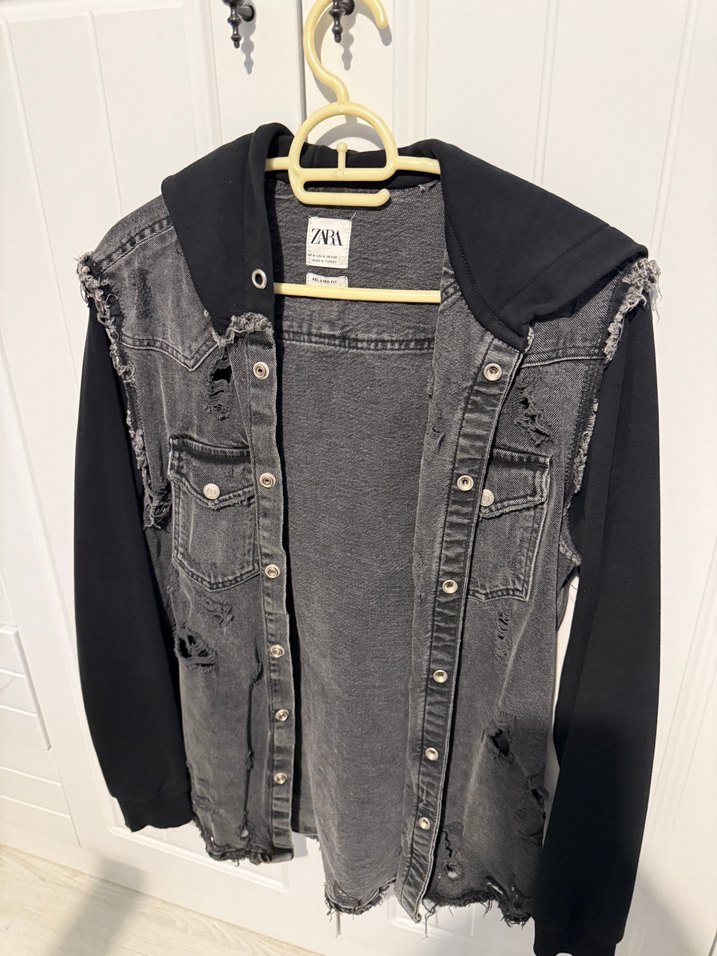 Erkek Siyah Gri Batik Desenli Denim Yelek - Görsel 3