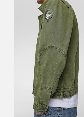 Düğmeli Haki Denim Erkek Ceket - Görsel 3