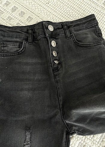 11-12 Yaş Beden siyah Renk Düğmeli Siyah çocuk Skinny Denim Pantolon