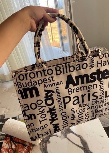 Baskılı Beyaz plaj çantası - Görsel 5