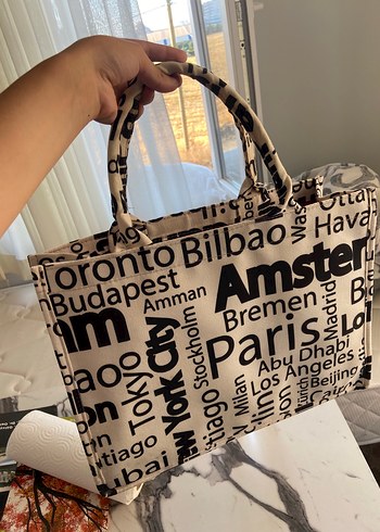 Baskılı Beyaz plaj çantası - Görsel 6