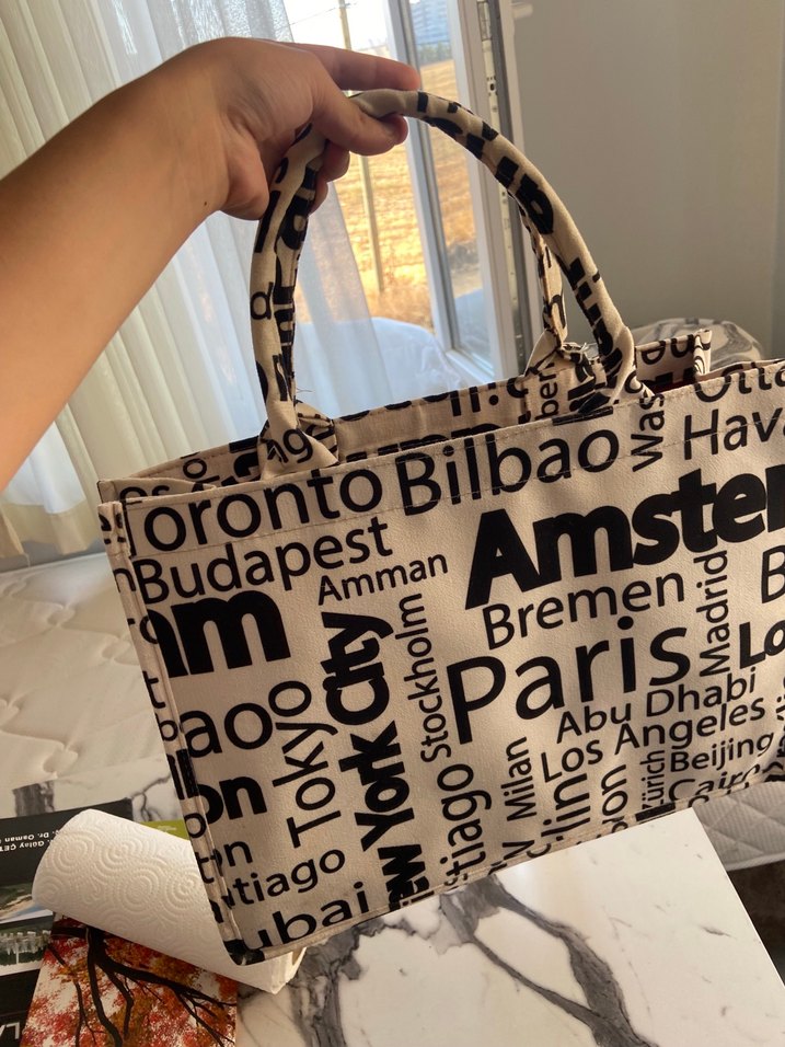 Baskılı Beyaz plaj çantası - Görsel 5