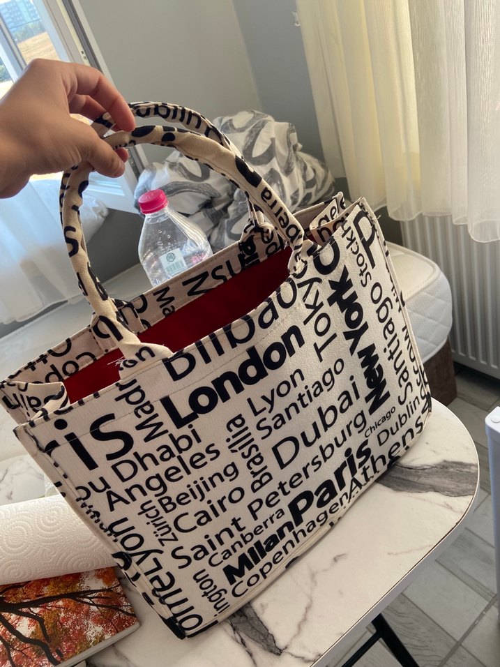 Baskılı Beyaz plaj çantası - Görsel 2