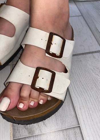 37 Beden beyaz Renk Beyaz Tokalı Birkenstock Terlik