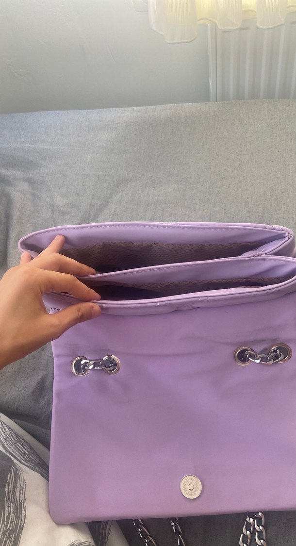Zincir Detaylı Pastel Mor Kadın Çanta - Görsel 3