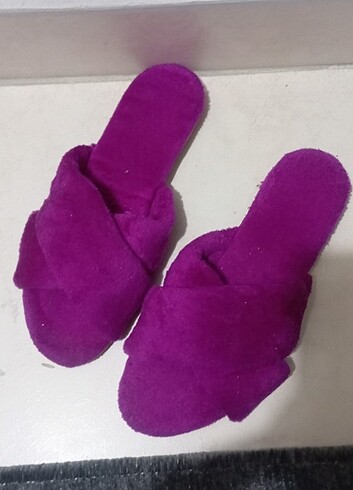 37 Beden Mor yumuşak teddy terlik