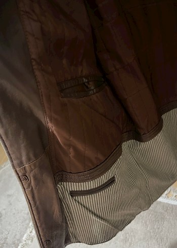 Kahverengi Deri Kemerli Erkek Ceket - Görsel 3