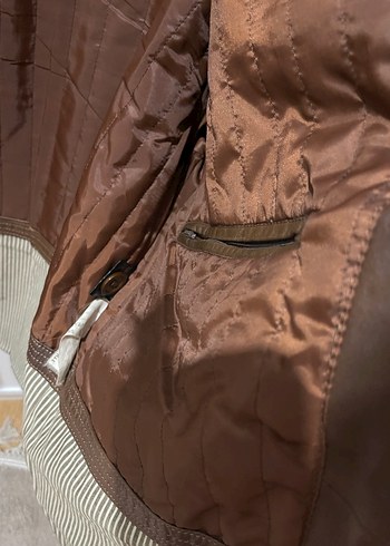 Kahverengi Deri Kemerli Erkek Ceket - Görsel 4