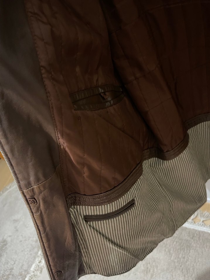 Kahverengi Deri Kemerli Erkek Ceket - Görsel 3