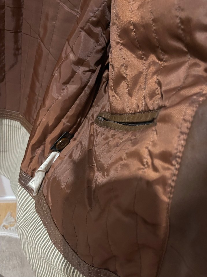 Kahverengi Deri Kemerli Erkek Ceket - Görsel 4