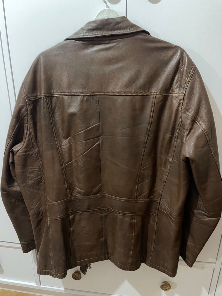 Kahverengi Deri Kemerli Erkek Ceket - Görsel 5