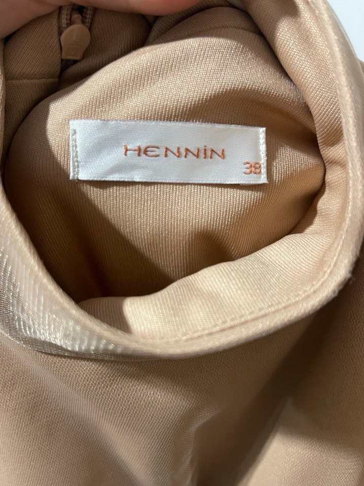 Bej Uzun Kollu Abiye Elbise - Görsel 5