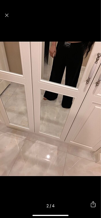 Zara Siyah parlak kumaş pantolon