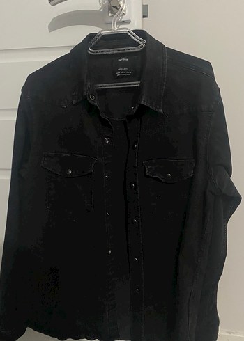 Bershka Siyah Denim Gomlek Bershka