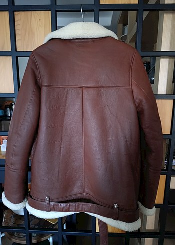 Kahverengi Kürklü Deri Biker Ceket - Görsel 5