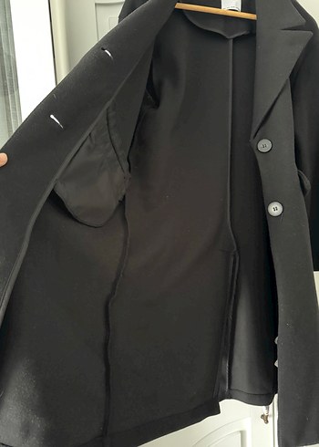 Siyah kaşe kaban mont - Görsel 4