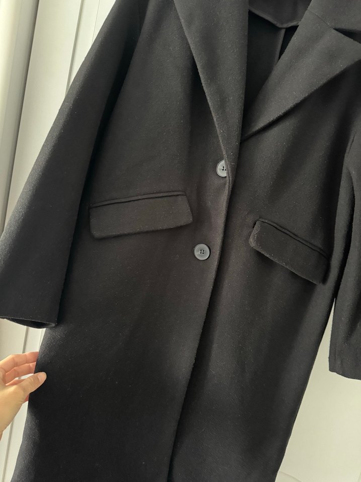 Siyah kaşe kaban mont - Görsel 3