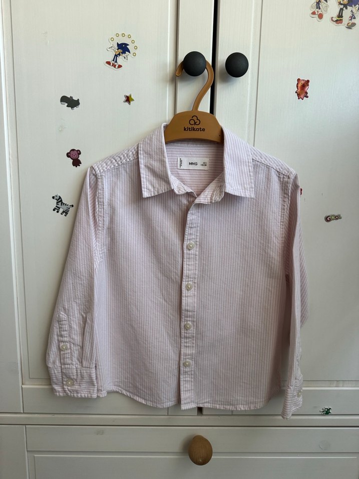 Erkek Çocuk Pembe Pamuklu Uzun Kollu Gömlek - Görsel 2