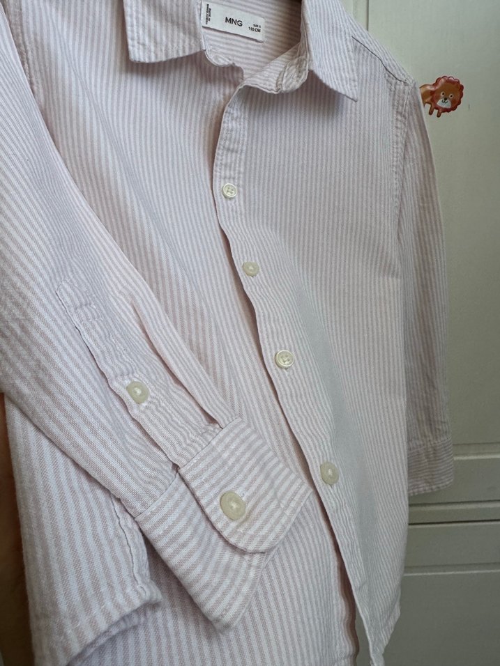 Erkek Çocuk Pembe Pamuklu Uzun Kollu Gömlek - Görsel 4