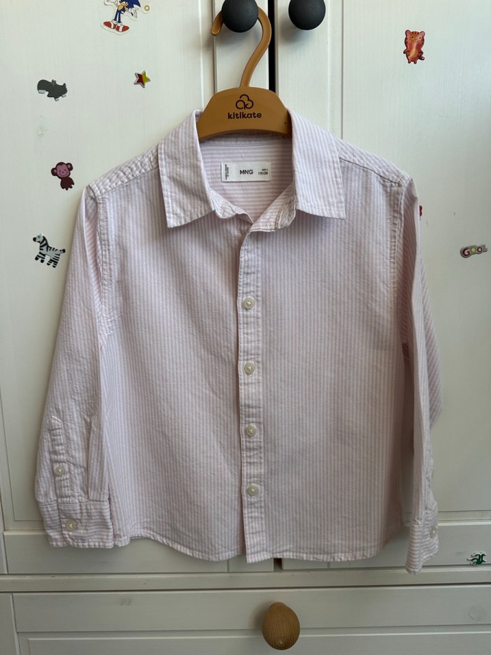 Erkek Çocuk Pembe Pamuklu Uzun Kollu Gömlek - Görsel 3