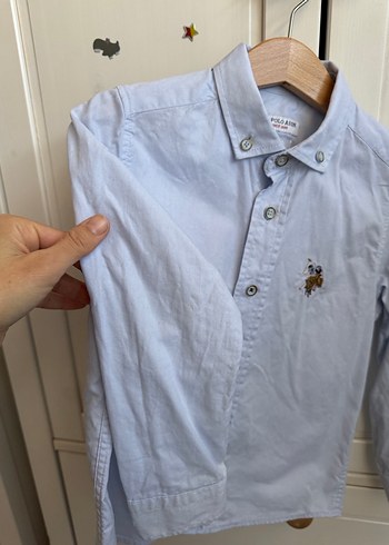 Erkek Çocuk Mavi Pamuklu Uzun Kollu Gömlek - Görsel 6