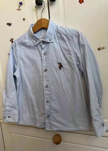Erkek Çocuk Mavi Pamuklu Uzun Kollu Gömlek - Görsel 2