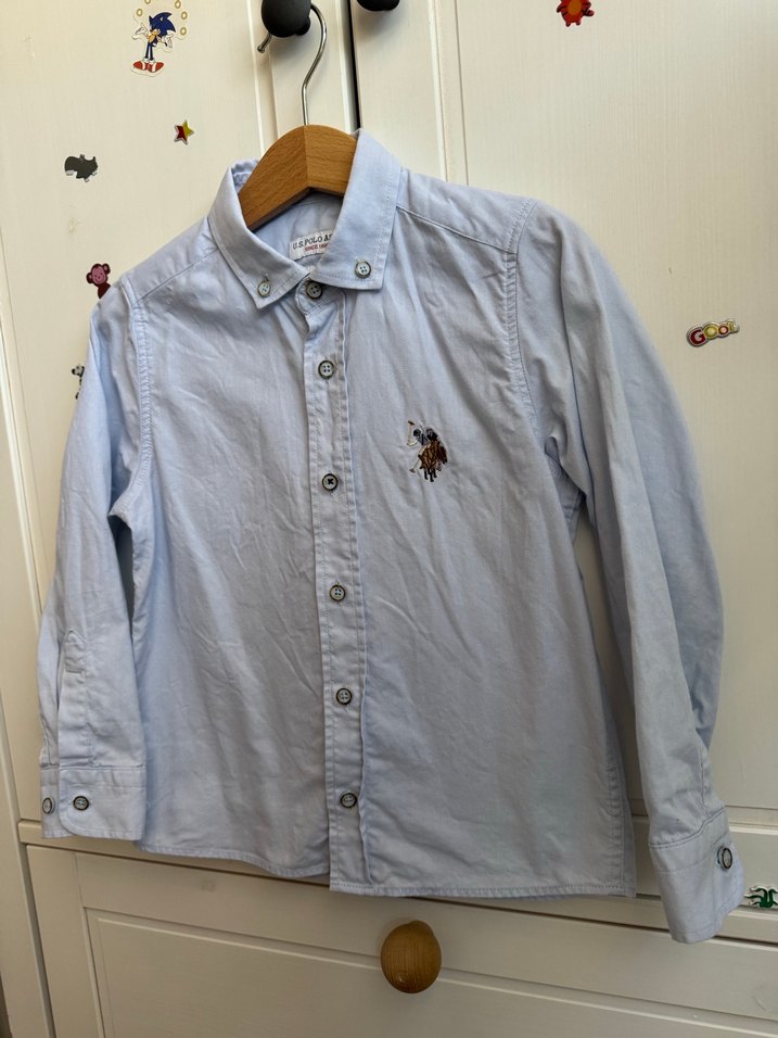 Erkek Çocuk Mavi Pamuklu Uzun Kollu Gömlek - Görsel 2