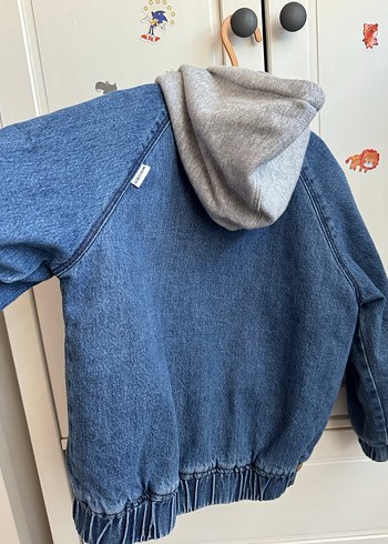 Kapüşonlu Erkek Çocuk Kot Ceket - Görsel 8