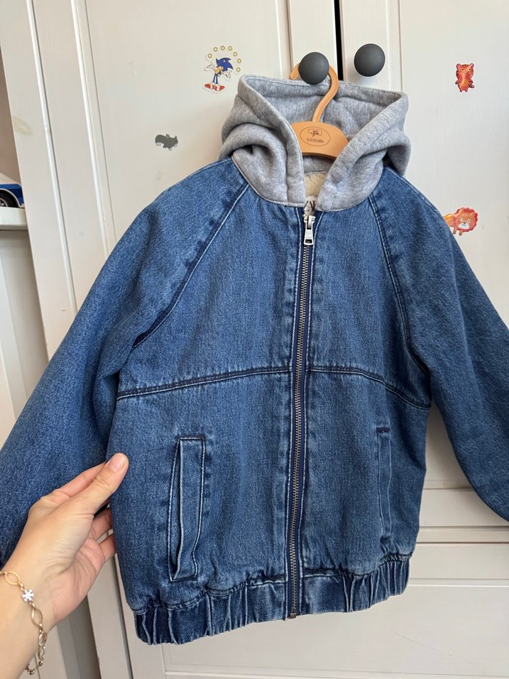 Kapüşonlu Erkek Çocuk Kot Ceket - Görsel 2