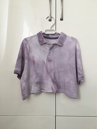 Tire dye polo yaka crop top