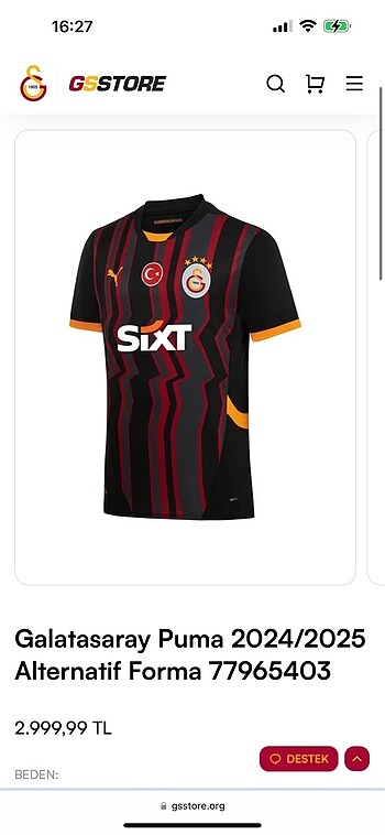GALATASARAY YENİ SEZON FORMA ETİKETLİ