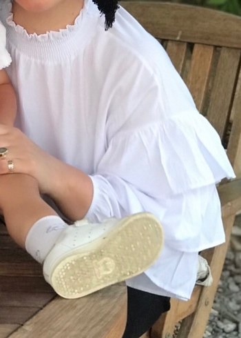 Kadın Beyaz Keten Fırfırlı Bluz - Görsel 4