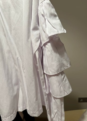 Kadın Beyaz Keten Fırfırlı Bluz - Görsel 6