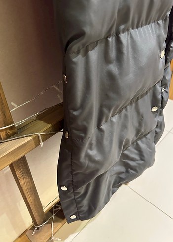 Düğmeli Uzun Gri Kadın Yelek - Görsel 5