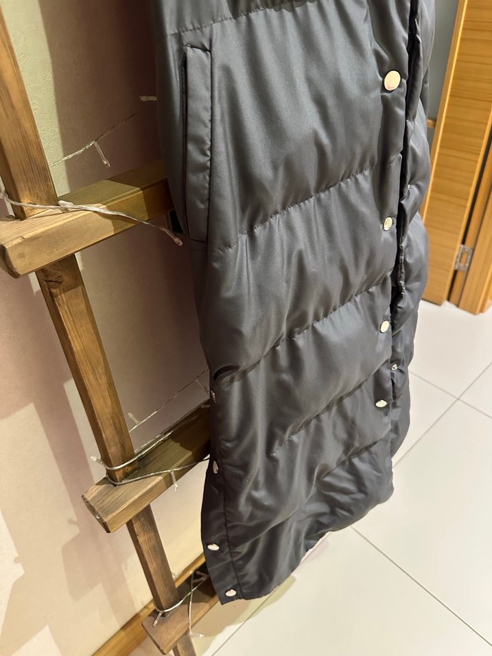 Düğmeli Uzun Gri Kadın Yelek - Görsel 4