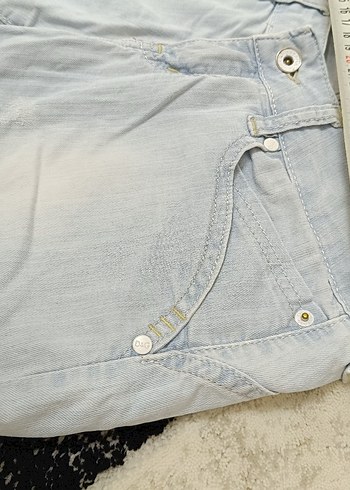 Kadın Beyaz Mini Denim Şort - Görsel 5