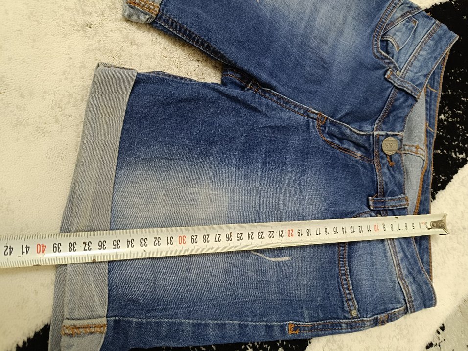 Kadın Mavi Denim Şort Rahat Kesim - Görsel 4