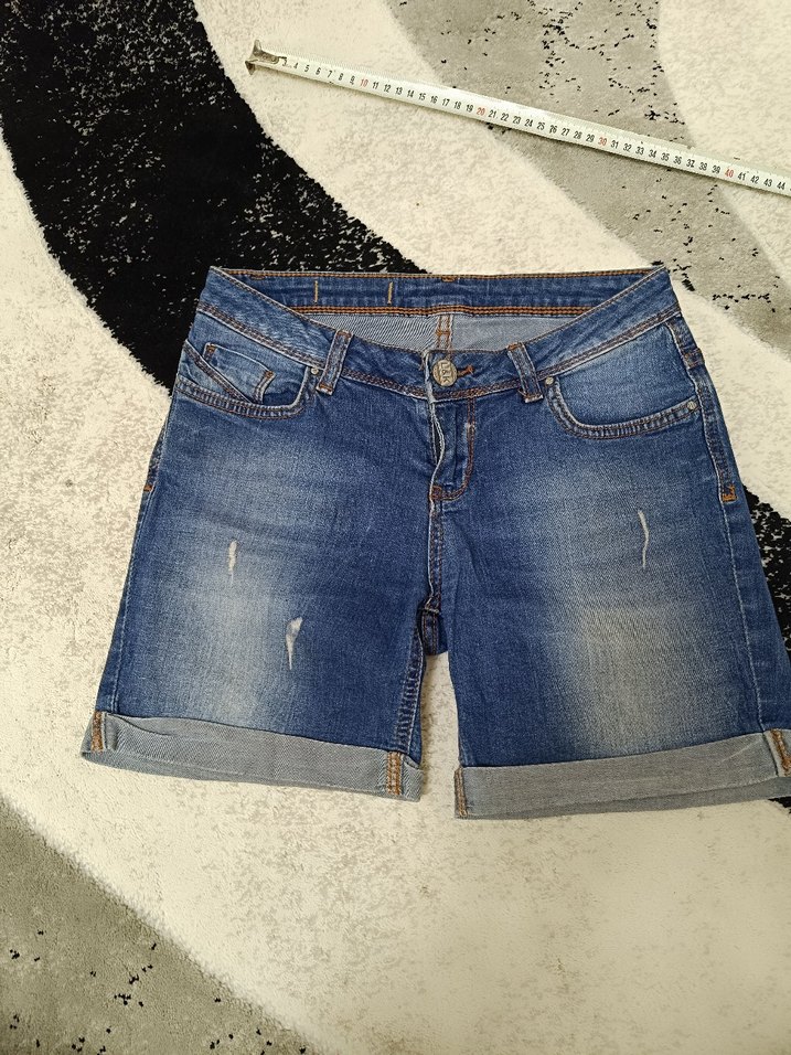 Kadın Mavi Denim Şort Rahat Kesim - Görsel 2