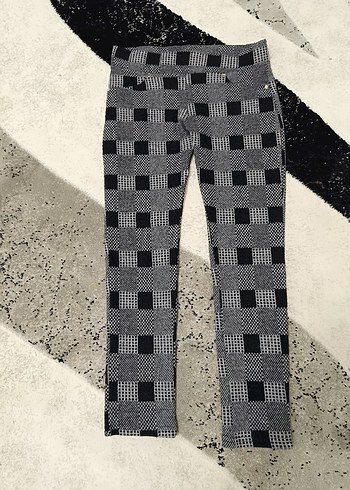 Gri Kareli Midi Kadın Kumaş Pantolon - Görsel 2