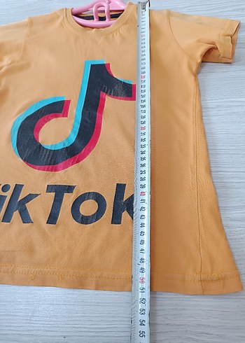10 Yaş Beden Sarı TikTok Baskılı Erkek Tişört