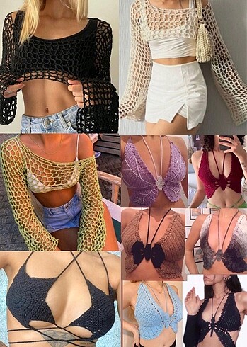 s Beden Örgü bikini üstü