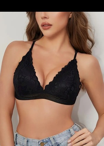 Siyah Dantel Mini Bralet