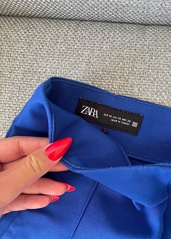 Zara Parlak Mavi Yüksek Bel Mini Şort