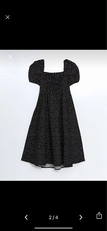 Kare yaka Puantiyeli elbise - Görsel 2