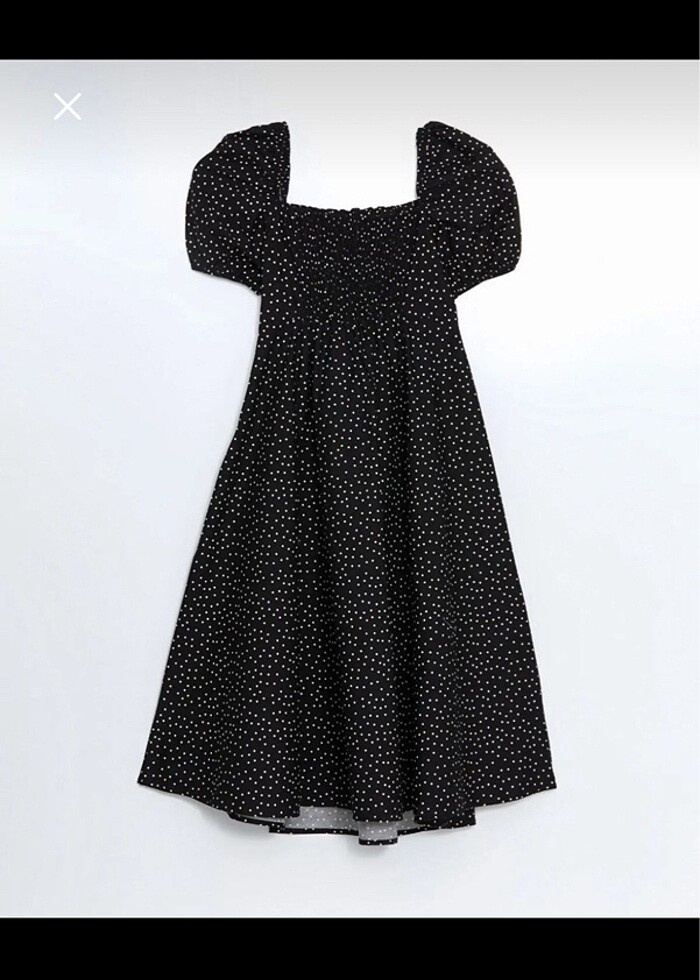 Kare yaka Puantiyeli elbise - Görsel 2