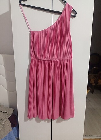 m Beden Elbise tek kol pembe