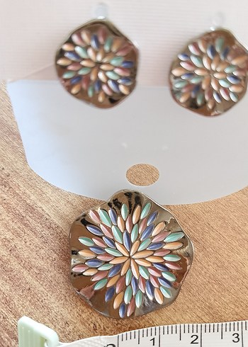 Renkli Mini Bohem Küpe Kolye - Görsel 3