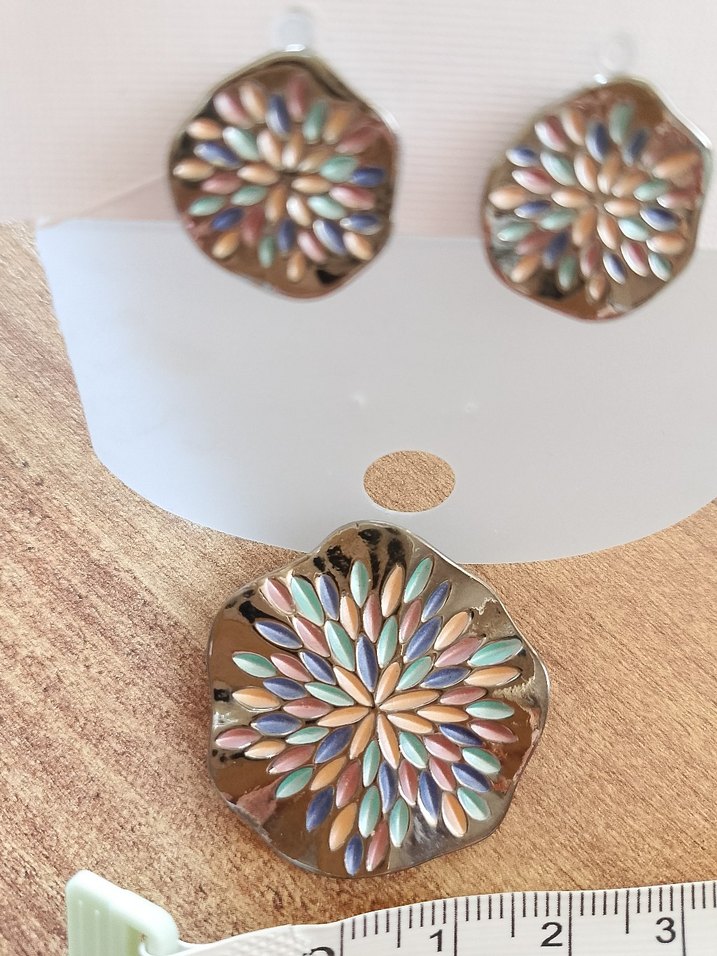 Renkli Mini Bohem Küpe Kolye - Görsel 3