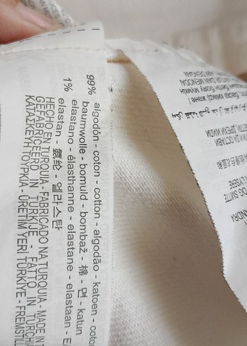 Beyaz Keten Kısa Kollu Basic Tişört - Görsel 6