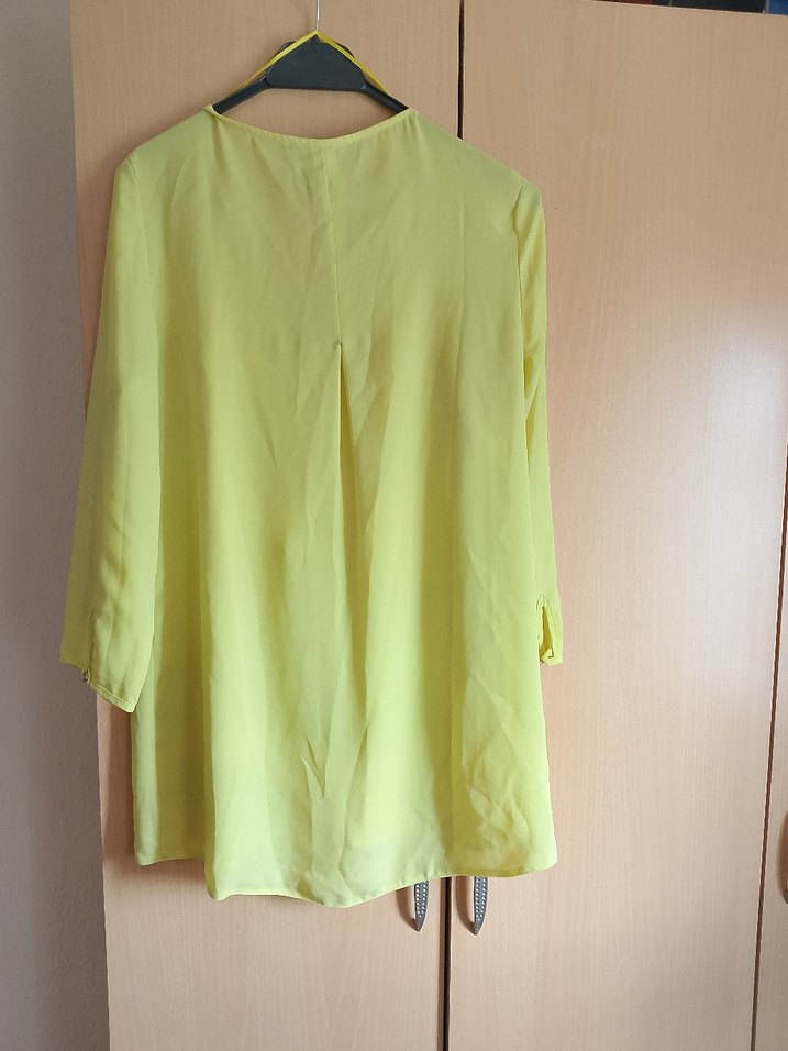 Sarı Kadın  Tunik V Yakalı Drapeli - Görsel 2